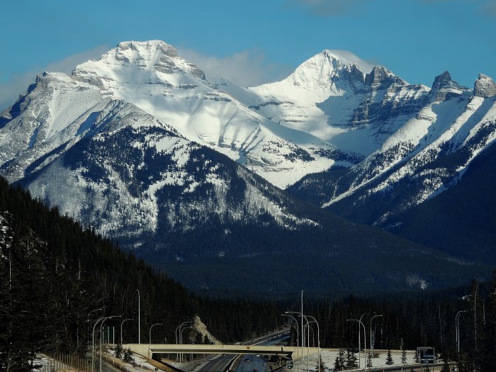 Driving along the Trans Canada - Cascade Mountain near Banff...