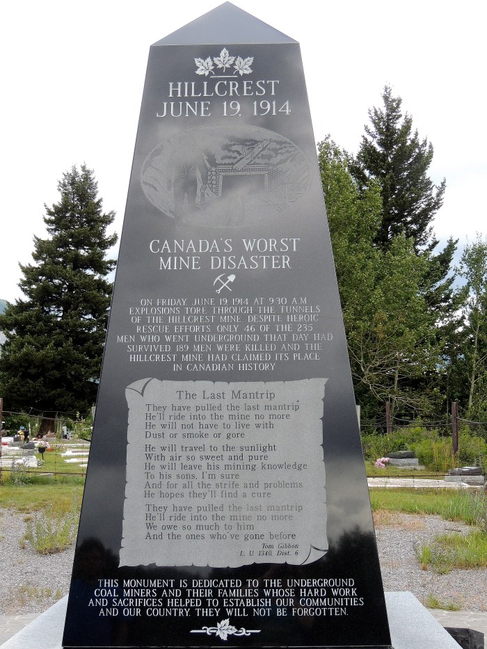 The Hillcrest Mines Monument...